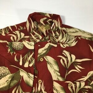 Caribbean 100% Silk Hawaiian Shirt Pineapple Tropical Button‎ Up Size M